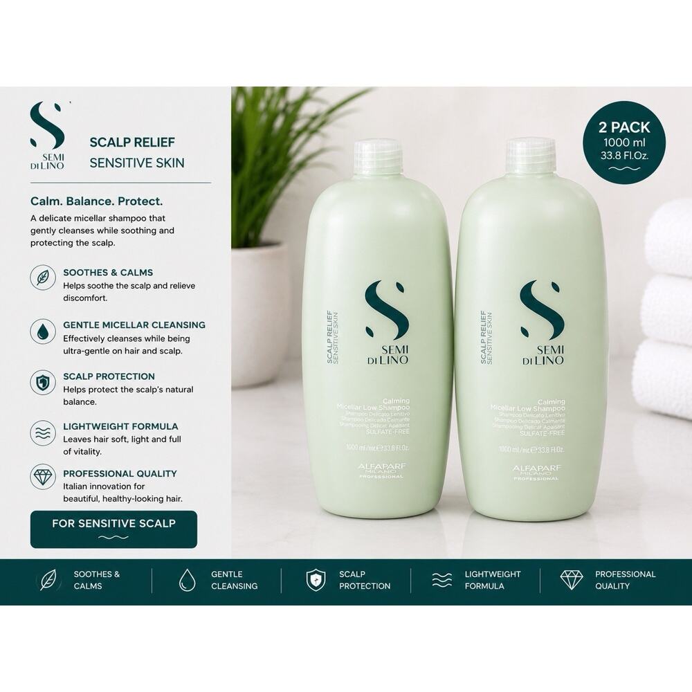 Alfaparf Semi Di Lino Scalp Relief Calming Shampoo 33.8 Fl.Oz Duo Pack